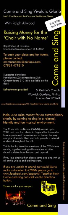 Come and Sing at St Gabriel's (flyer)